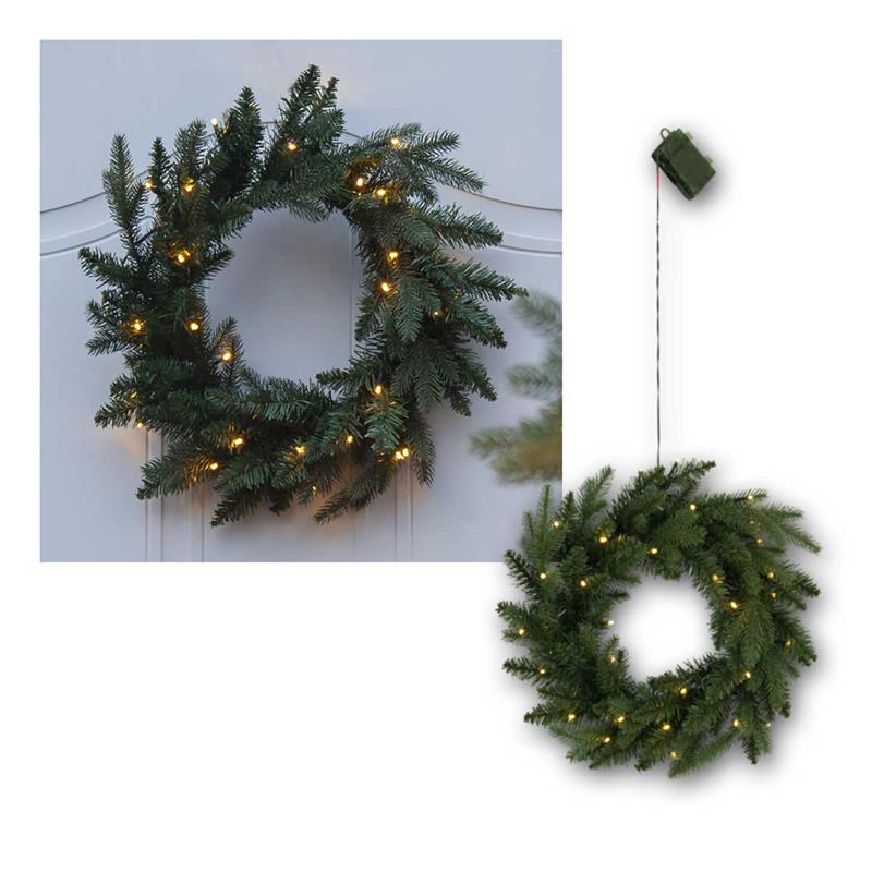 LED Weihnachtskranz „Byske“, Ø 45cm, Tag-/Nachtsensor, IP44