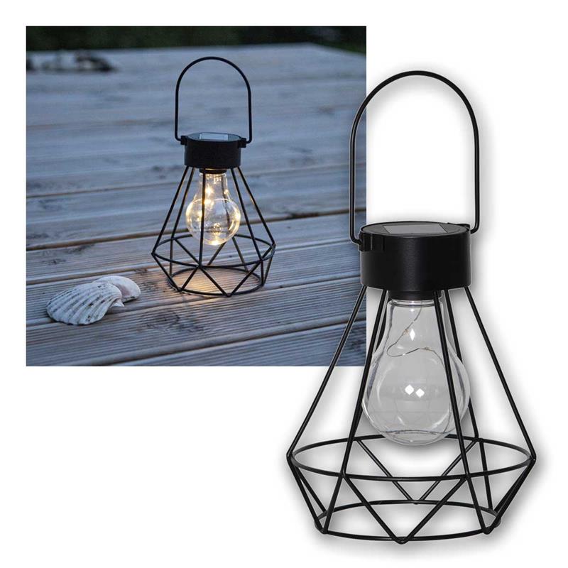 LED Solar Dekolaterne "EDDY", Retro-Design, warmweiß, IP44