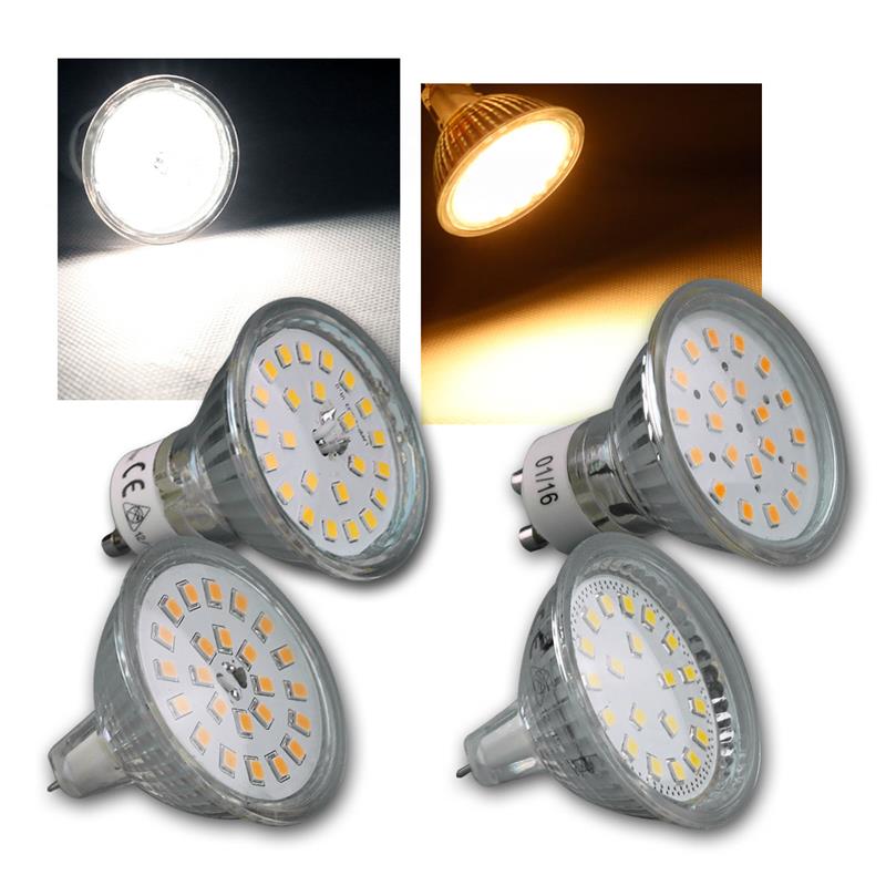 LED Spot "H40/55 SMD" GU10 & MR16, 3W & 5W, Glasgehäuse