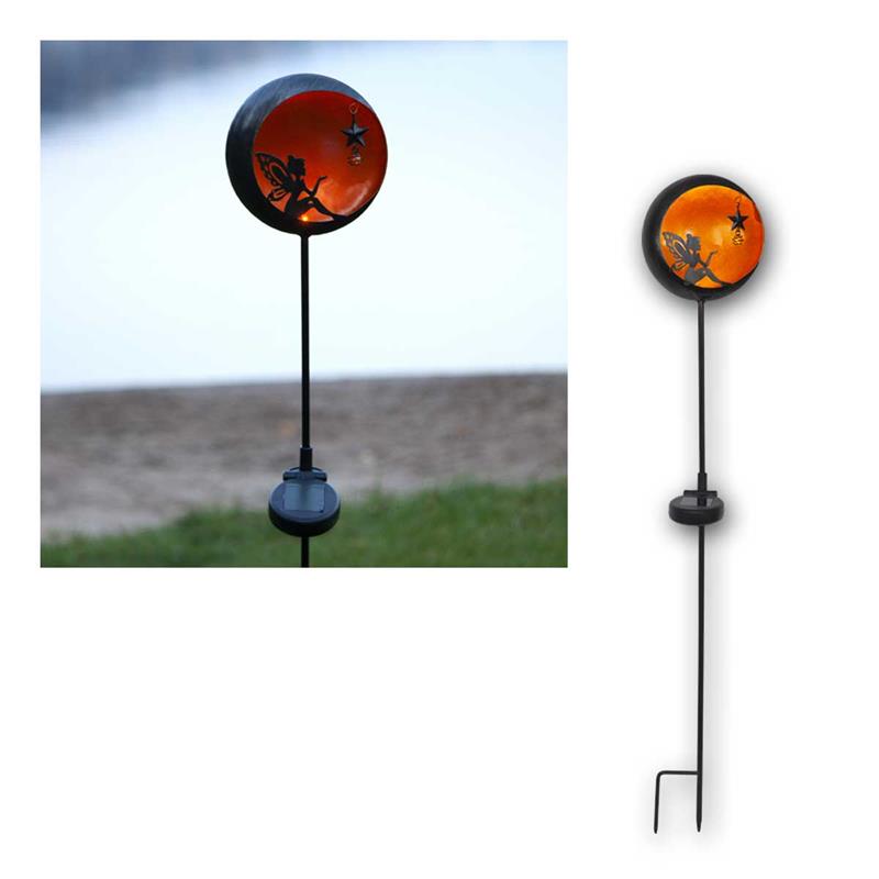 LED Solar Gartenstab „FAIRYTALE“, mit Fee & Mond, warmweiß