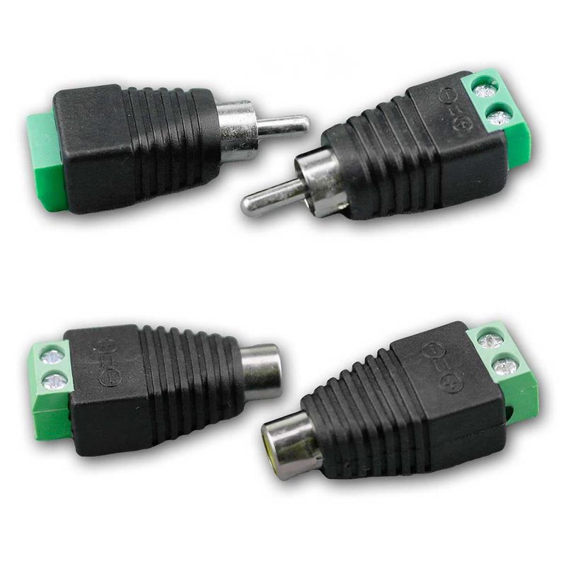 Cinch-Adapter auf 2-Pin-Terminalblock, ohne Löten, 2 Stück