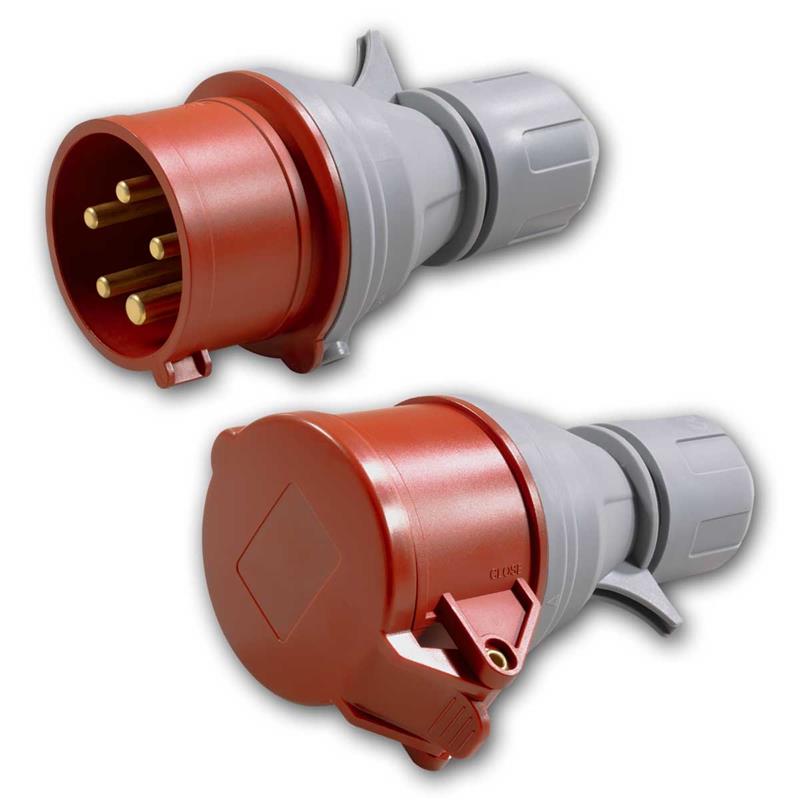 CEE Gerätestecker, Kraftsteckdose rot, 5-polig, 415V/16A, IP44