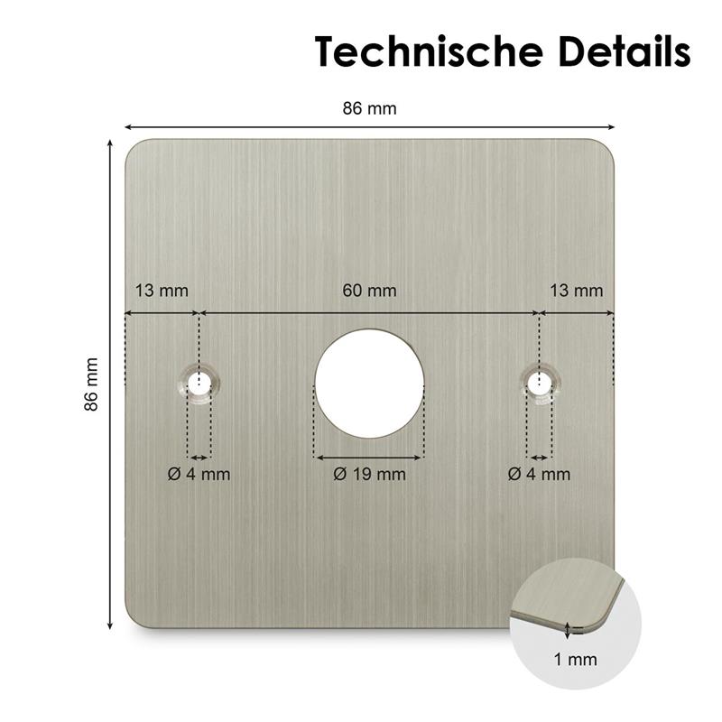 Klingeltaster-Blende 86x86mm, Blende für Lichttaster Ø 19mm