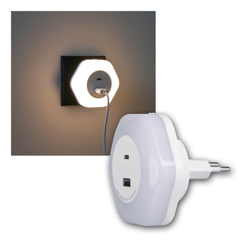 LED Sensorlicht "BOLA", mit Dämmerungssensor & 2x USB Port