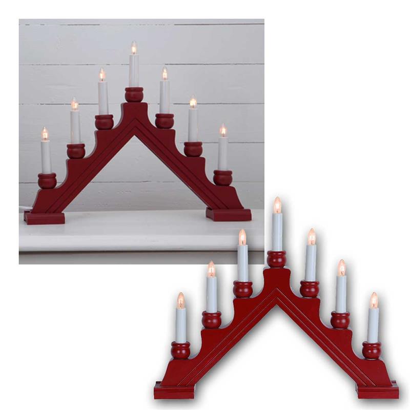 LED Kerzenleuchter „Karin“, 7-flammig, Holzdesign, Netzteil