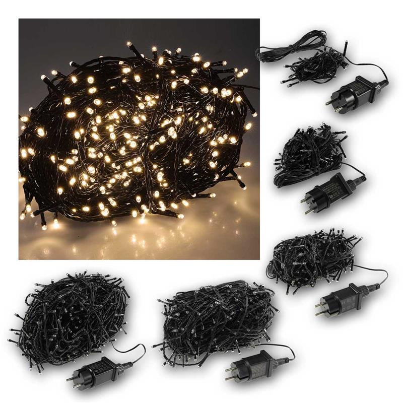 LED Außenlichterkette, warmweiß, Kabelfarbe schwarz, IP44
