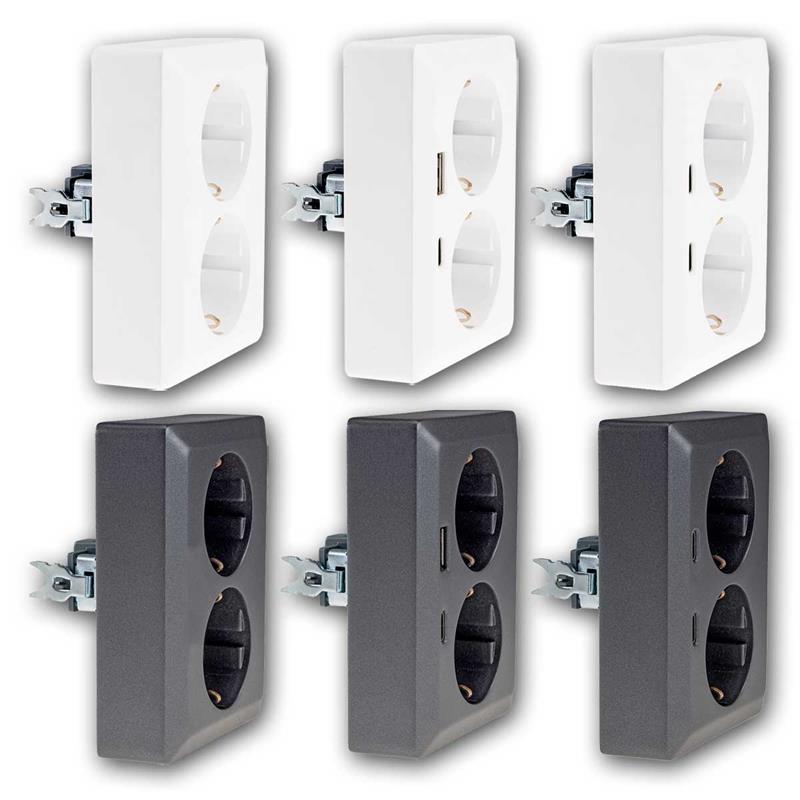 MILOS 2-fach Steckdose, Unterputz Doppelsteckdose mit USB-C