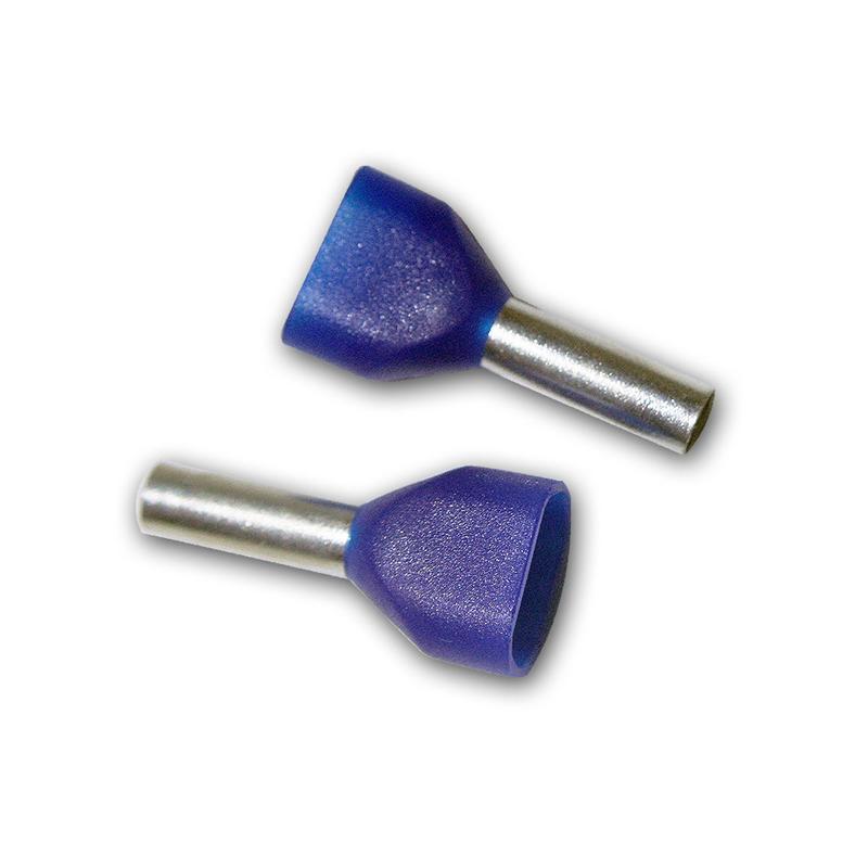 Duo-Aderendhülsen 100-teiliges Set, blau isoliert, 2,50mm², 