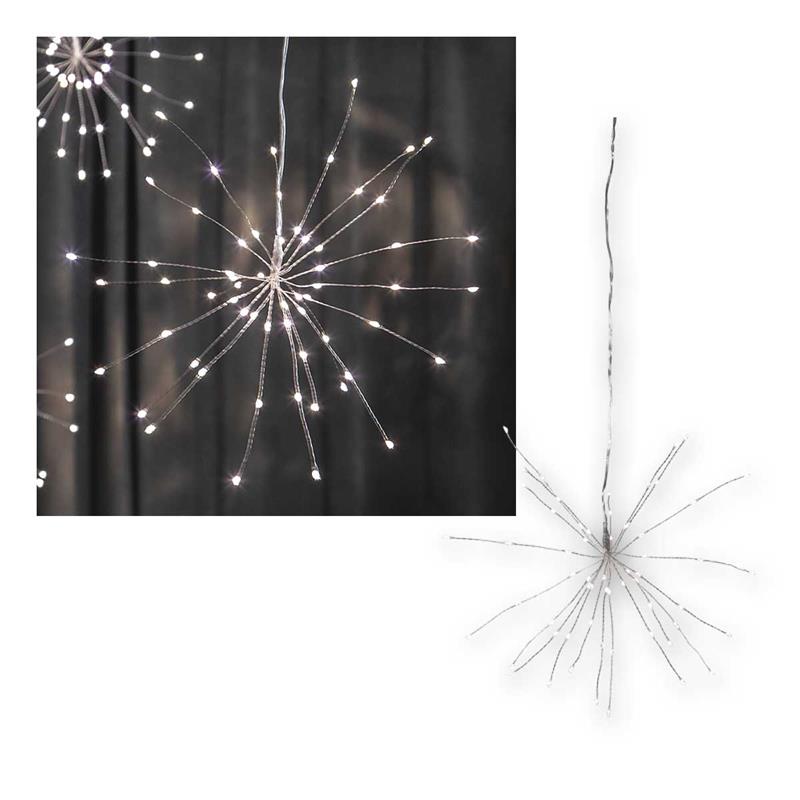 LED Hängestern "Firework", 60 LEDs daylight, Timer, Batterie