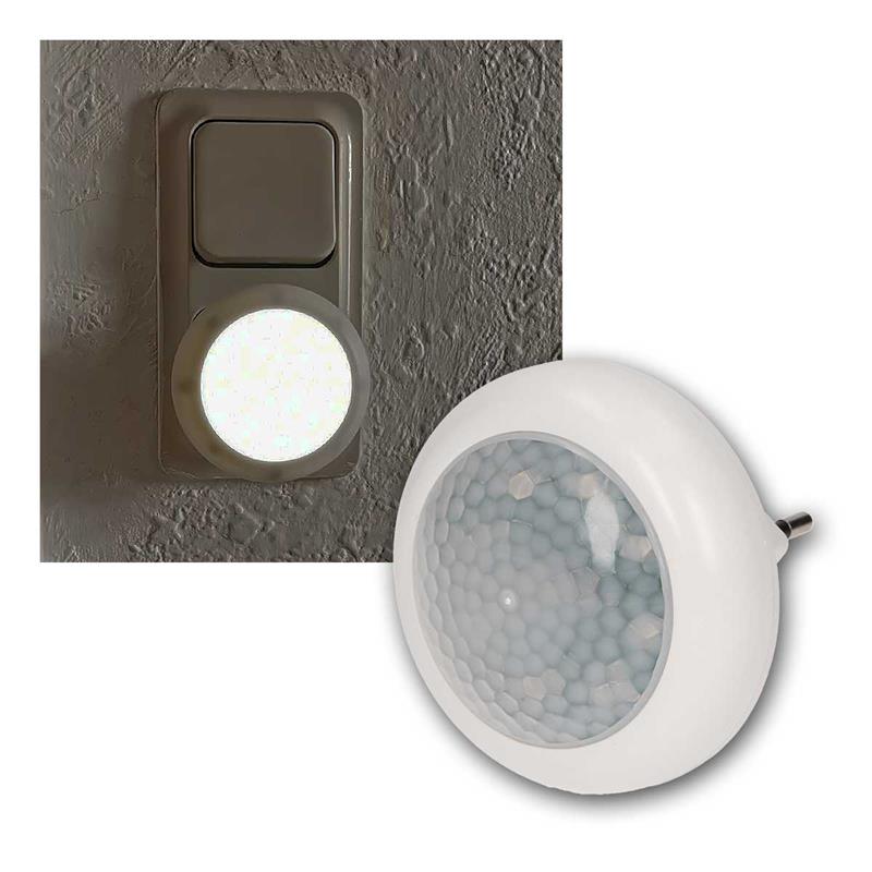LED Nachtlicht für Steckdose, 40lm, 120° PIR-Sensor, weiß