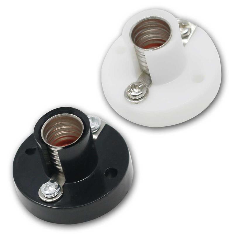 E10 Fassung aus Kunststoff, 12V/0,5A, mit Schraubklemmen