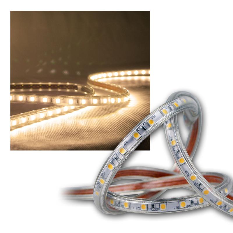 10m LED Streifen "Ultra-Bright", 230V, Anschlusskabel, IP44