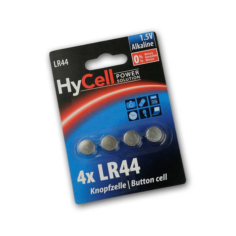 HyCell Alkaline LR44 AG13 Knopfzelle 1,5V, Batterien 4er Pack