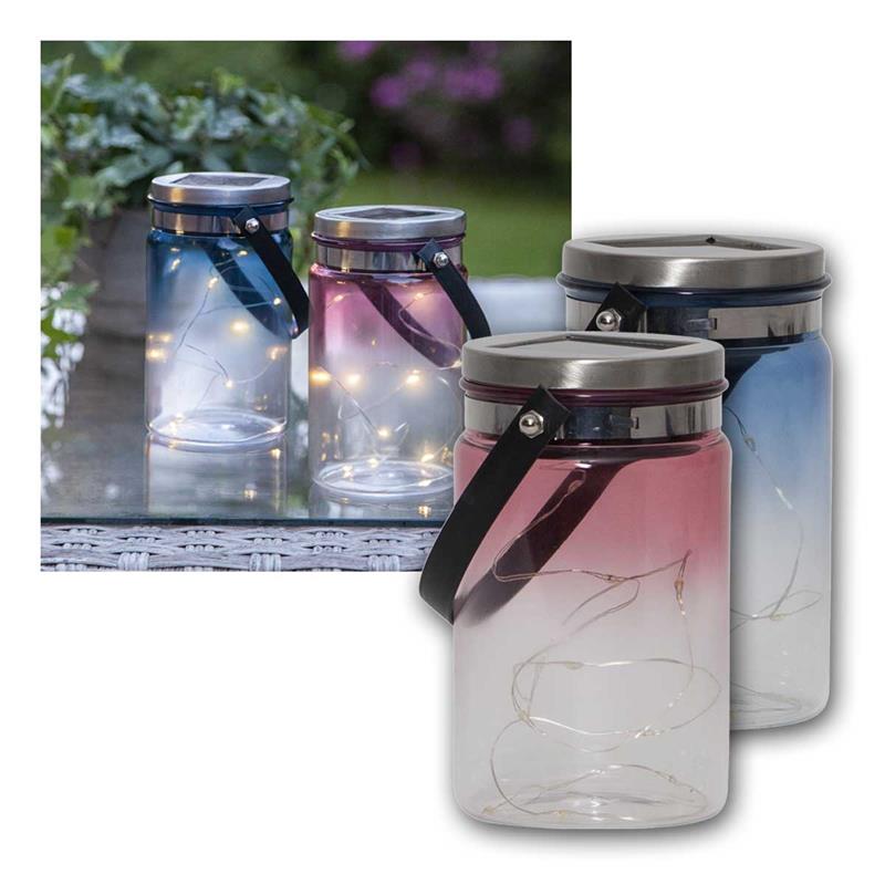 Solar Dekoglas "TINT", LED Lichterkette,  Dämmerungssensor