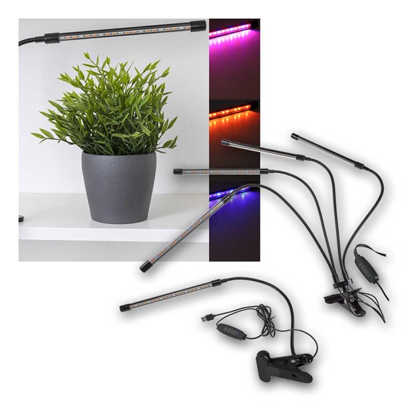 LED Wachstumslampe "CT-PFL", rot-blau, mit Timer & Dimmer