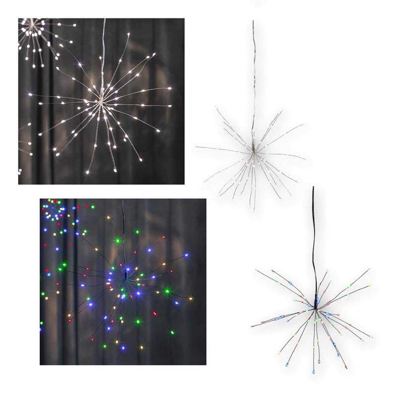 LED Hängestern "Firework" Ø 26cm, 60 LEDs, Timer & Batterie