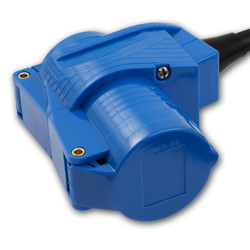CEE-Adapterkabel, CEE-Kupplung auf 230V Stecker, blau, 16A