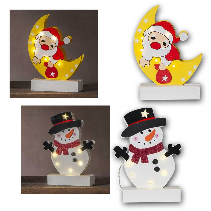 LED Holz-Dekoleuchte "Freddy", Batterie & Timer, warmweiß