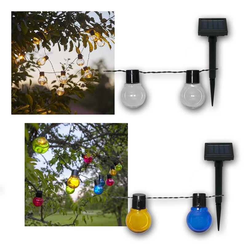LED Party-Lichterkette, Solar & Lichtsensor, 10 LED Kugeln