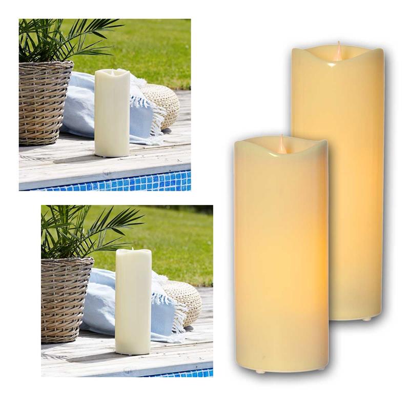 LED Outdoor Kerze „GRANDE“, mit Timerfunktion, beige, IP44