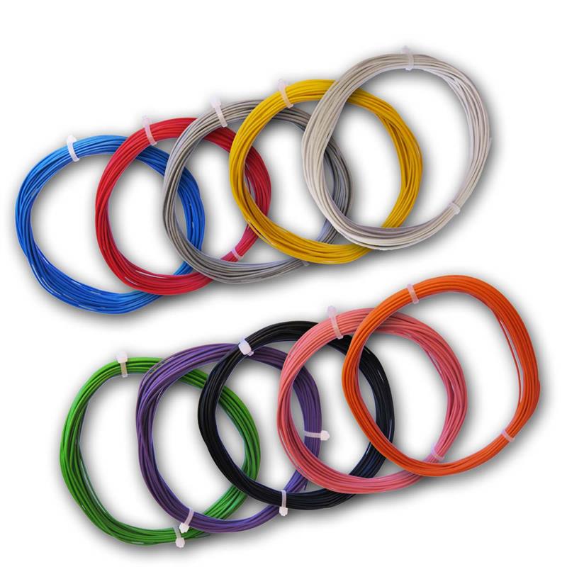 10m Litze Ø1,3mm 0,25mm², 10 Farben, flexibel, Litze verzinnt 10m Litze Ø1,3mm 0,25mm², 10 Farben, flexibel, Litze verzinnt