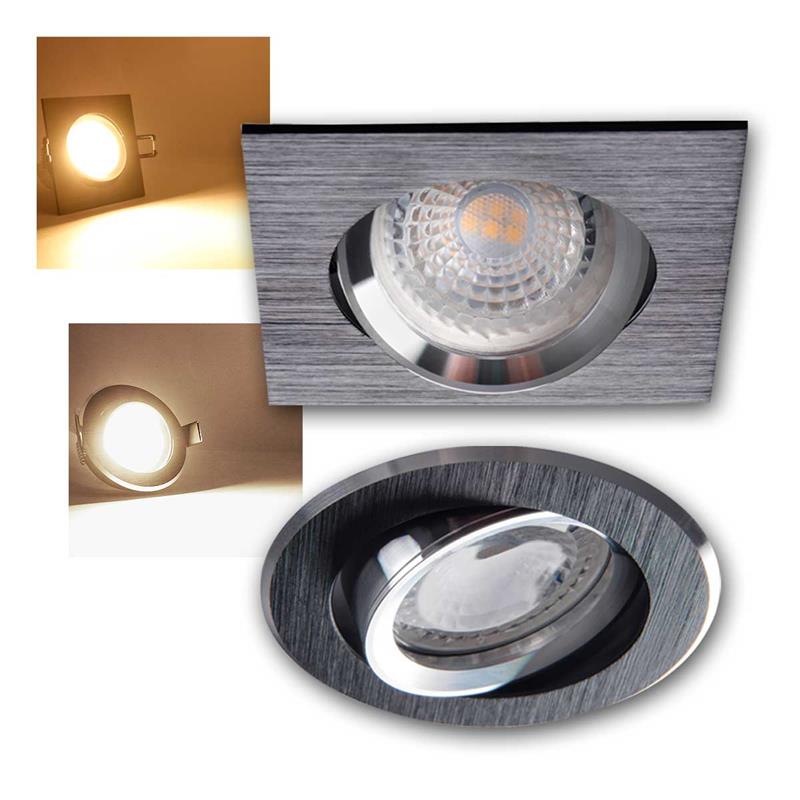GU10 LED Deckenspot „GWEN“, Aluminium, quadratisch & rund