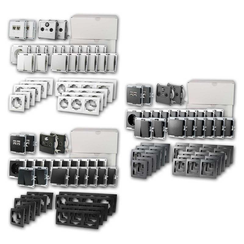 FLAIR Set "Megaset" mit CAT6 Netzwerkdosen, 100-teiliges Set