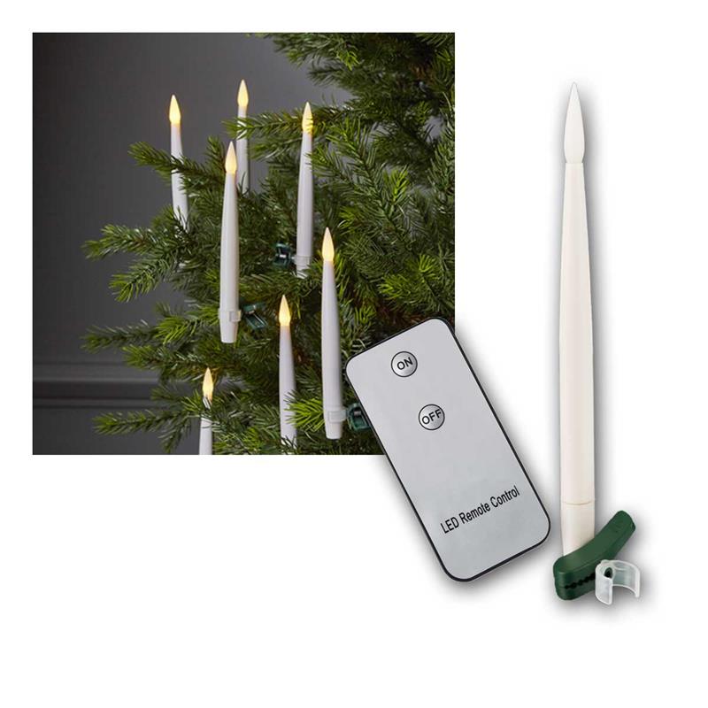 LED Weihnachtsbaumkerzen, kabellos, Fernbedienung, 10er Set