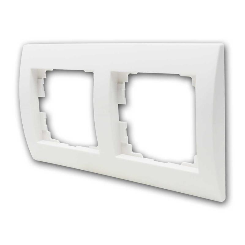 LOGI 2-fach horizontaler Rahmen, Doppelrahmen weiß glänzend