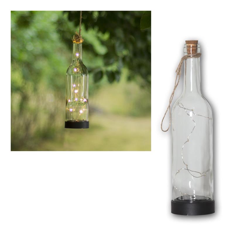 Solar Flasche „BOTTLE“ mit LED Drahtlichterkette, warmweiß