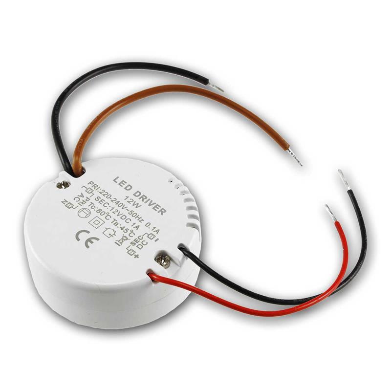 12W LED Transformator, Ø 55mm, max. 1A, 12V DC, Unterputz