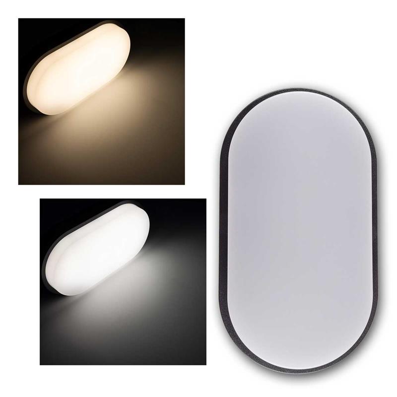 LED Wandleuchte "PALAU" 10W, ABS Gehäuse anthrazit, IP54