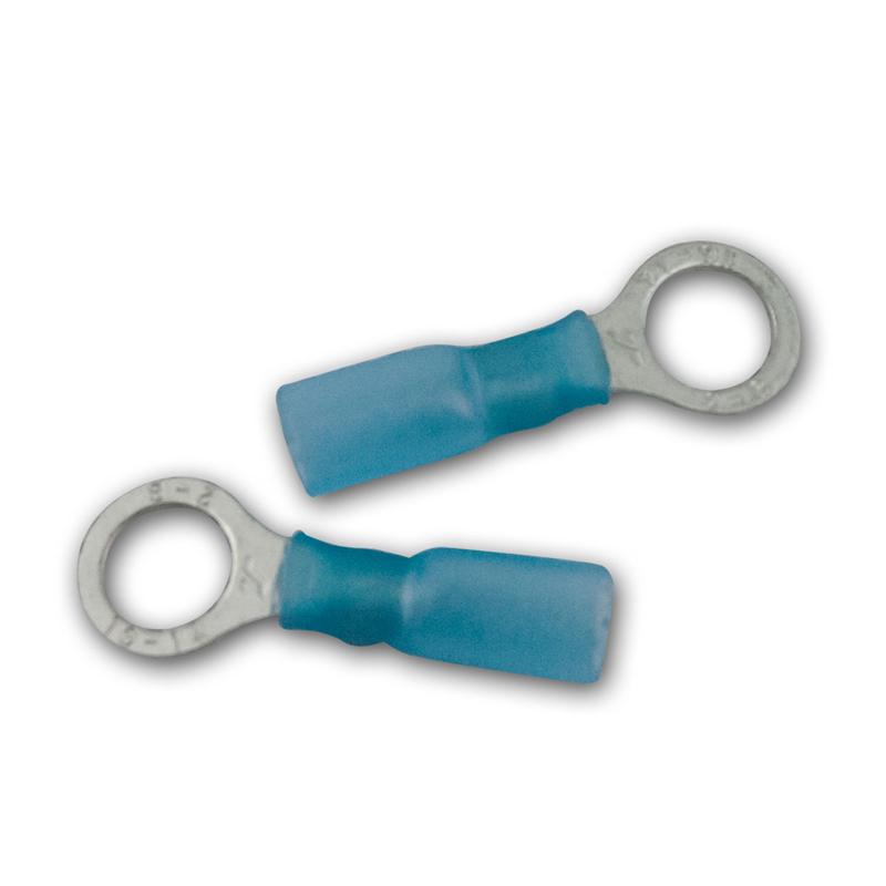 Schrumpf-Ringkabelschuhe-Set 100-teilig, M8 blau, 1,5-2,5mm²