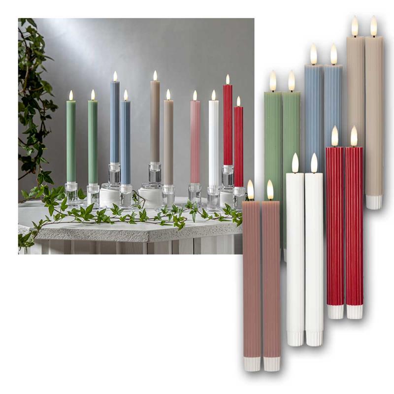 LED  Leuchterkerzen "STRIPE", Kerzen mit Timer, Ø 2,1x25cm