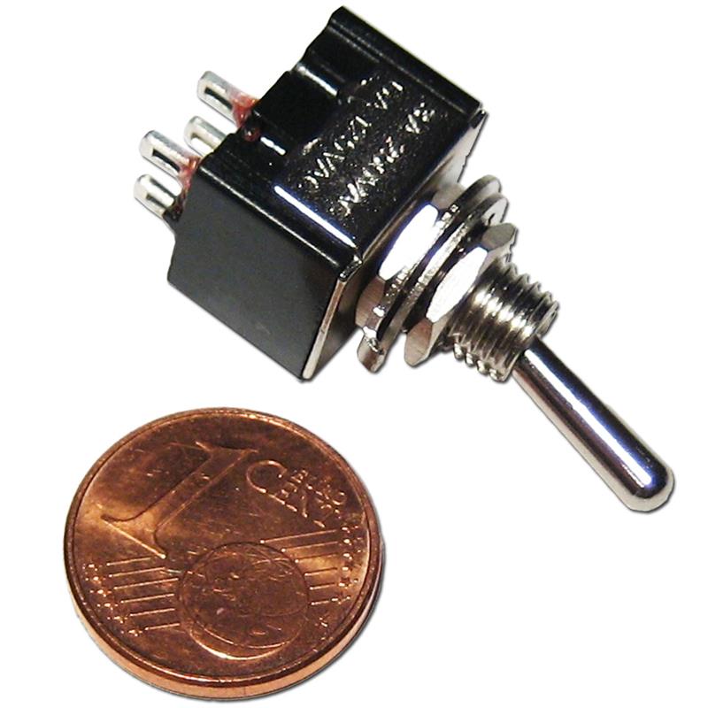 Miniatur-Kippschalter, 2-polig, 250V AC/125V AC, Einbau-Ø 6mm