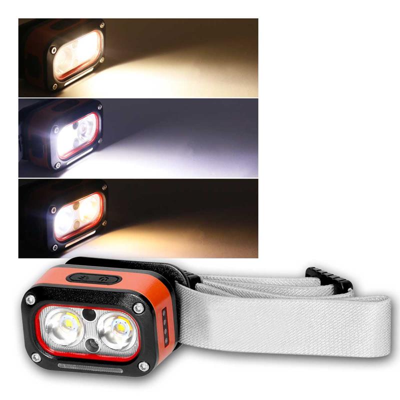 LED Akku-Stirnlampe, 3W/300lm, 5 Lichtmodi, Gestensteuerung