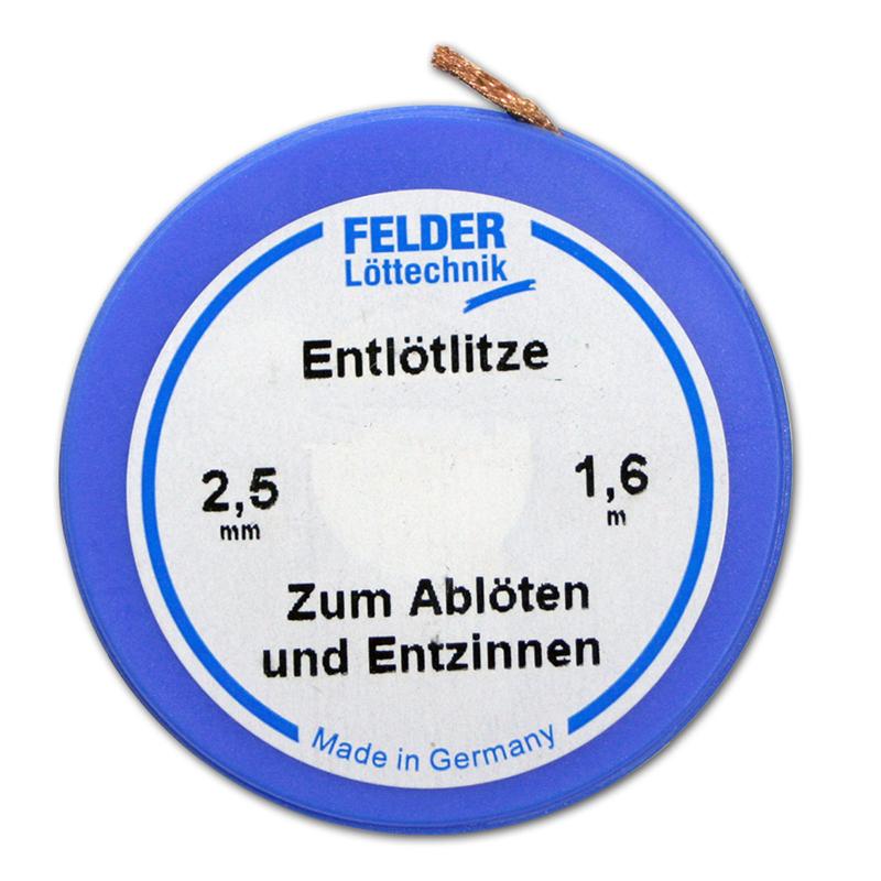 FELDER 2,5mm Entlötlitze, Entlötdraht, Kupferdraht 1,60m Spule