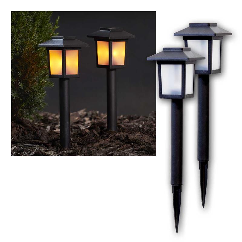 LED Außenleuchte "Flame Mini", Solar, Flammeneffekt, 2er Set