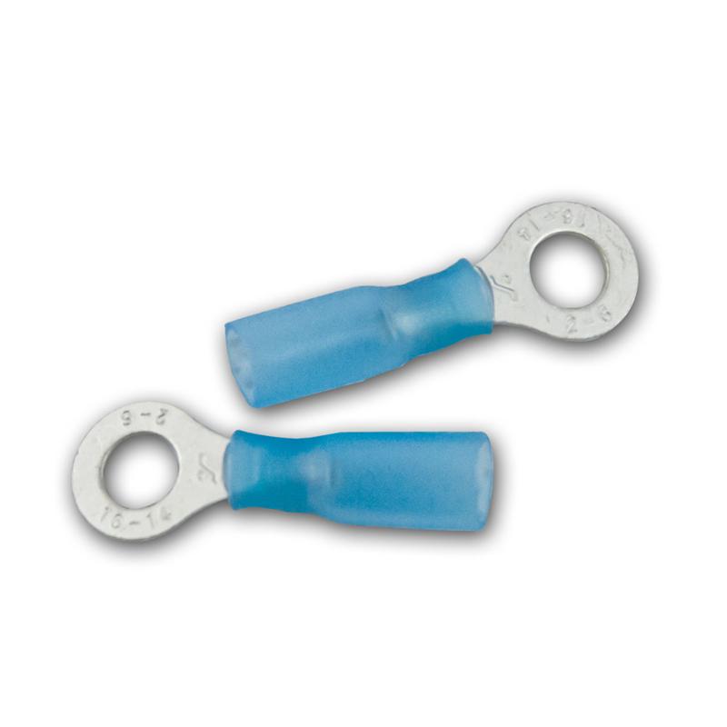 Schrumpf-Ringkabelschuhe-Set 100-teilig, M6 blau, 1,5-2,5mm²