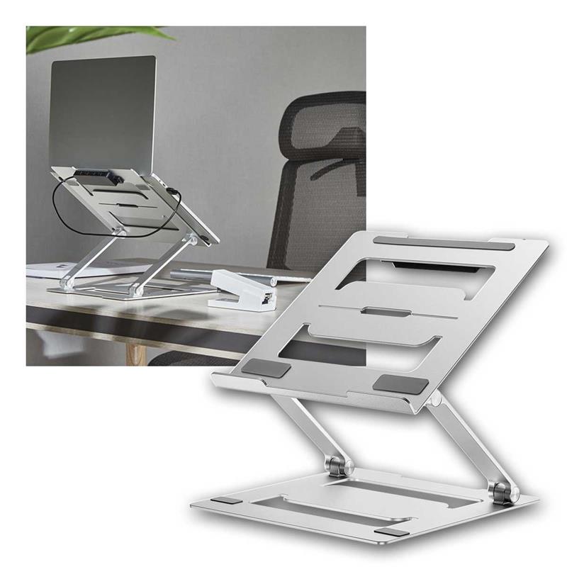 Laptop-Ständer für 11-17 Zoll Laptops, USB-Hub, verstellbar