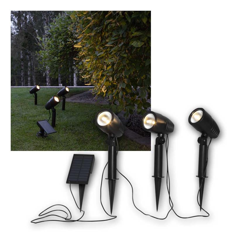 Solar LED Gartenspots, Wegeleuchte, warmweißes Licht, IP44