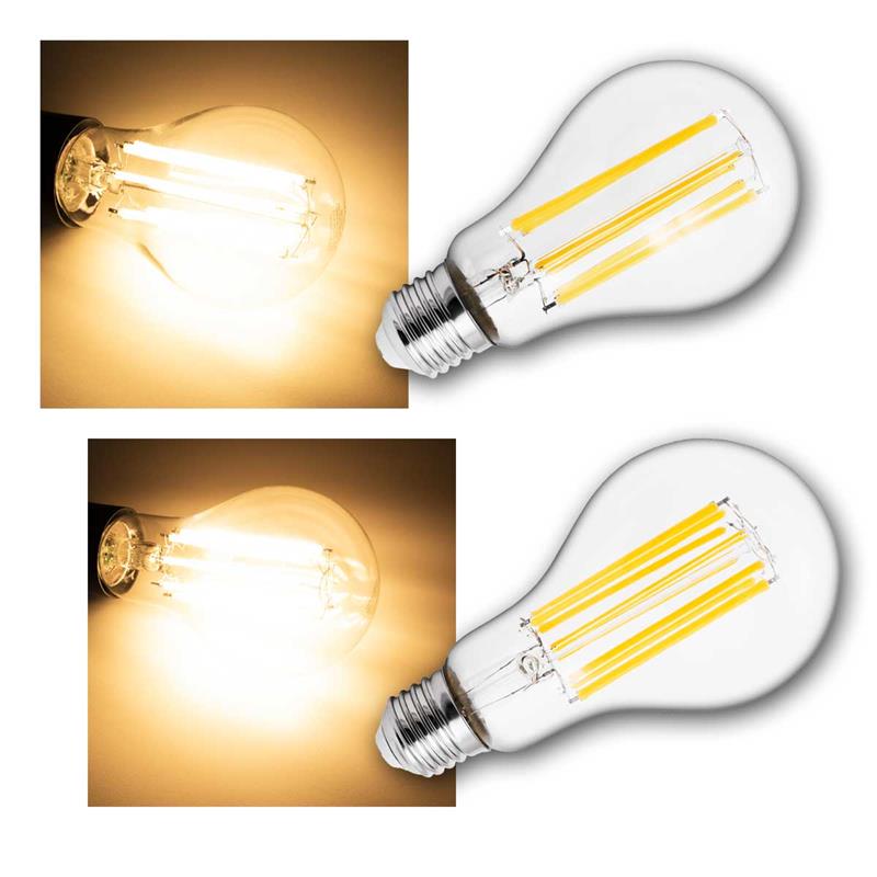 E27 LED Birne "FILED", Klarglas Leuchtkörper, Filament-LED