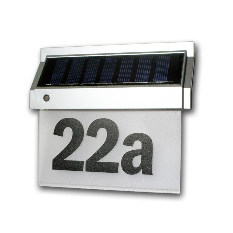 Solar Hausnummernleuchte, Lichtsensor, Zahlen & Buchstaben