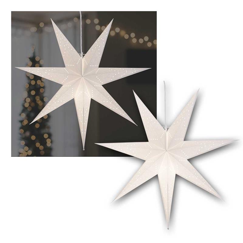 Papierstern „SKY“ Ø70cm, 7-zackiger Faltstern, E14 Fassung