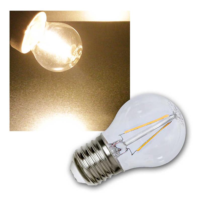 E27 Filament-LED Birne, Glasgehäuse, 1,5W, 150lm, warmweiß