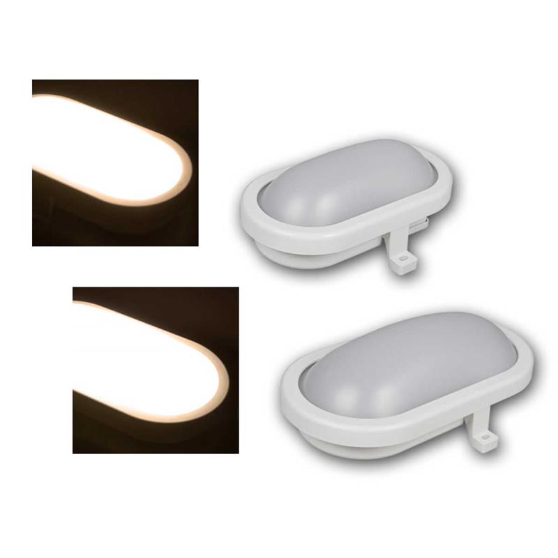 LED Feuchtraumleuchte „Oval“, Wandleuchte, warmweiß, IP65