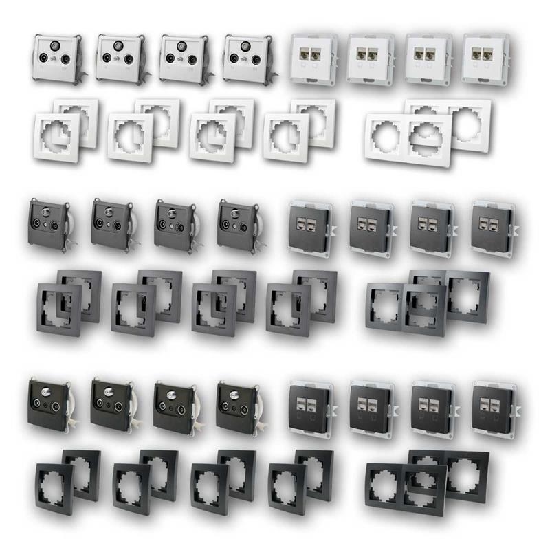 FLAIR Multimedia Set, 18-teilig,  Anschlussdosen TV, Radio, SAT