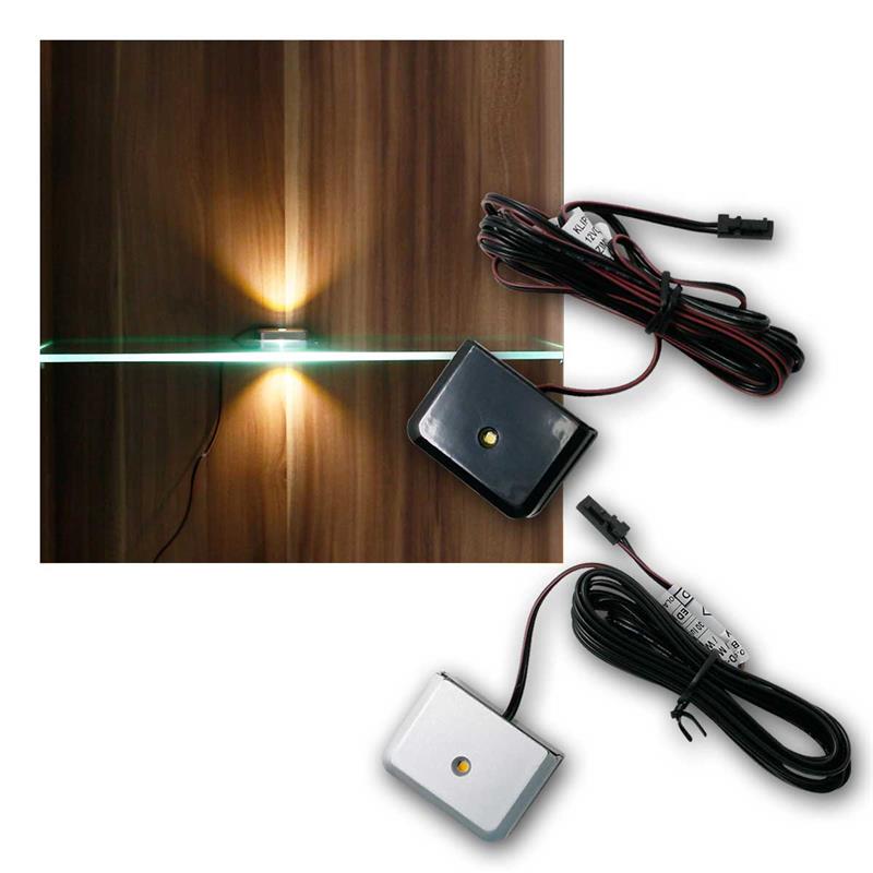 LED Glasbodenclip, 3-seitige Lichtabgabe, Glasstärke 3-6mm