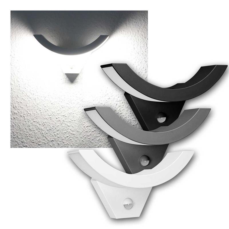 LED Wandleuchte „SPIREL“, neutralweiß, 140° PIR Sensor, IP54