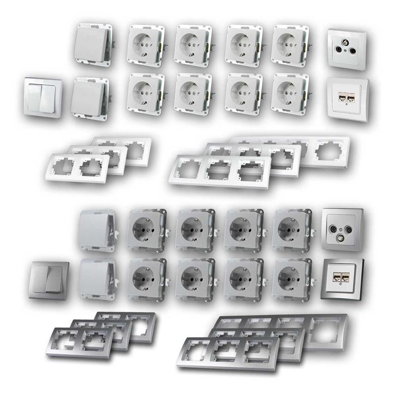 DELPHI "ENTERTAIN",22-tlg Set, silber/ weiß, ISDN & 2x CAT.6